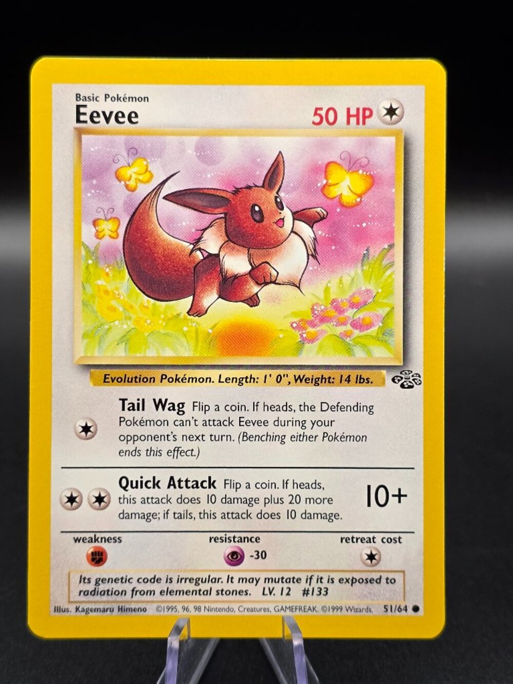 Eevee 51/64 - Pokemon Unlimited Edition Rare Non Holo Base Set 1999 - NM/M